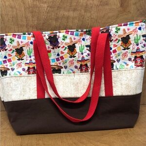 LG Fiesta Gnome Tote Bag Pockets Handmade Cotton Canvas Reusable Mariachi Gift
